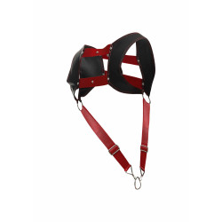 MOB Eroticwear Harnais et Cockring Dngeon Noir-Rouge